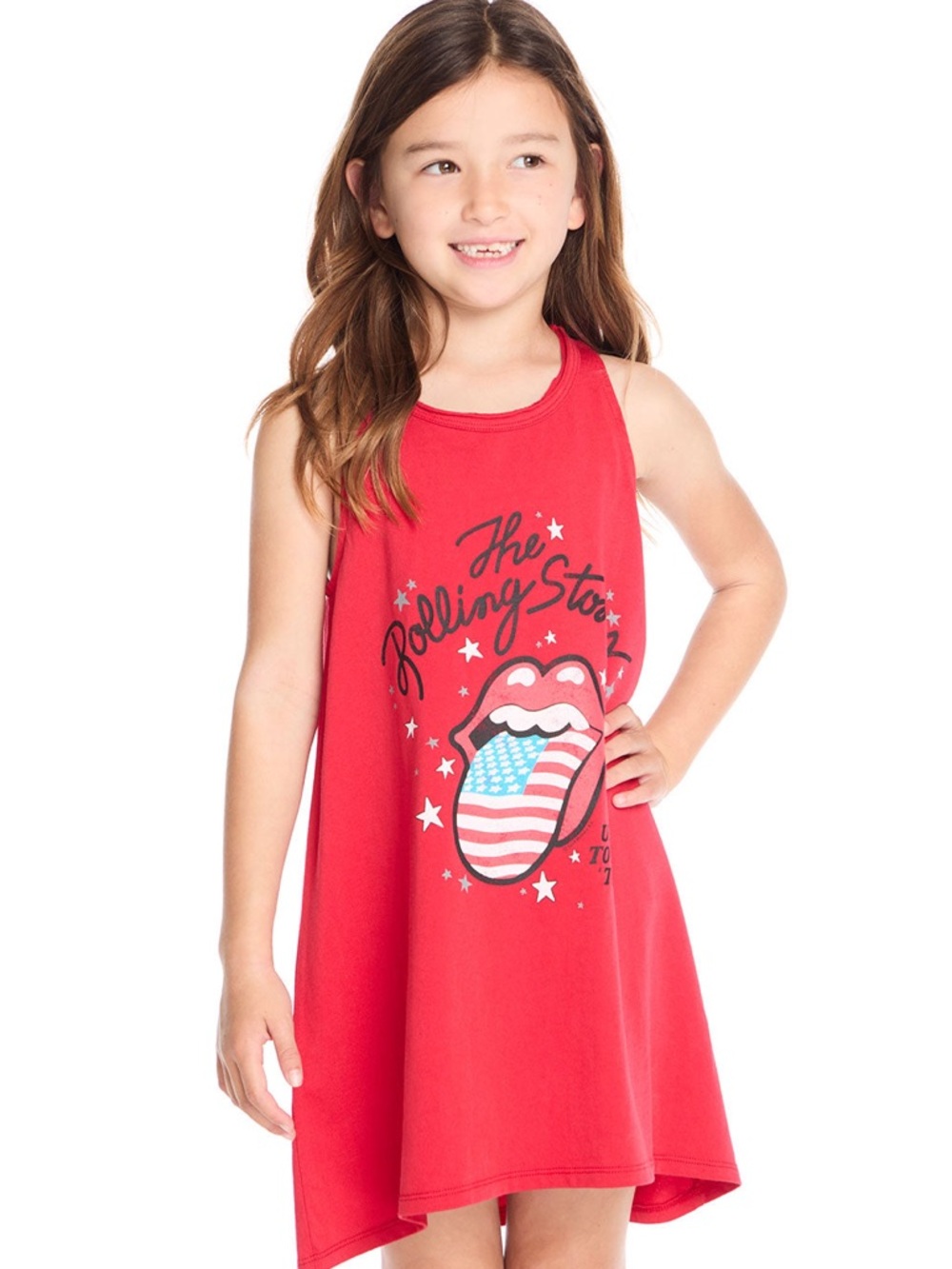 NWT Chaser Red Kids Sleeveless Rolling Stones Graphic Dress Size 8 Years